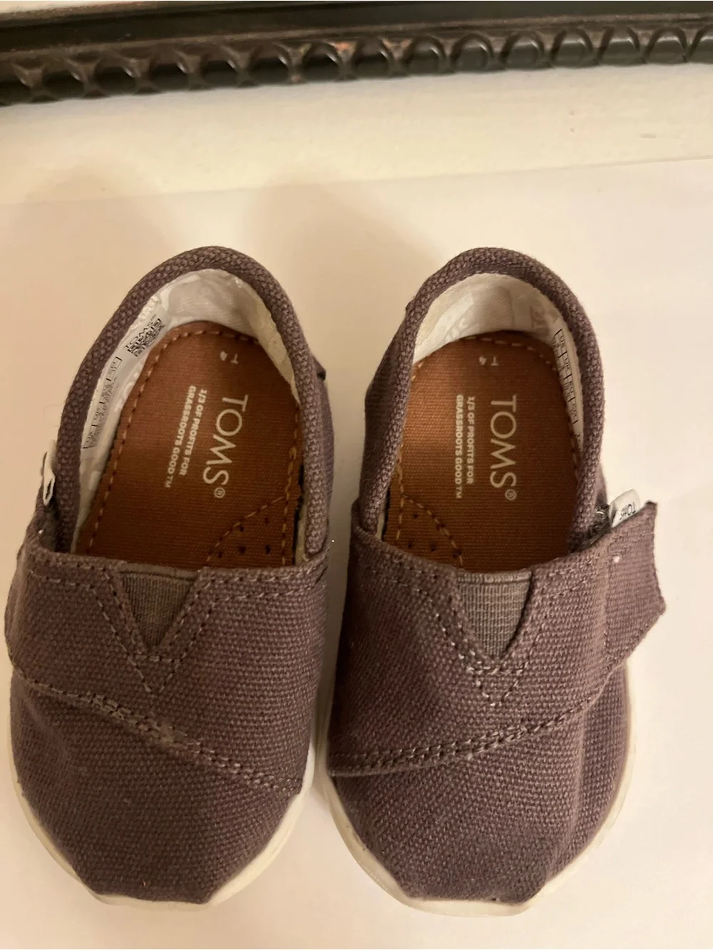 Toms Toddler Slip-On Shoes in Dark Brown Canvas - Size T4
